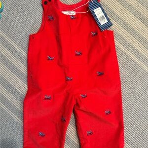 NWT Classic Prep Embroidered Corduroy Overalls